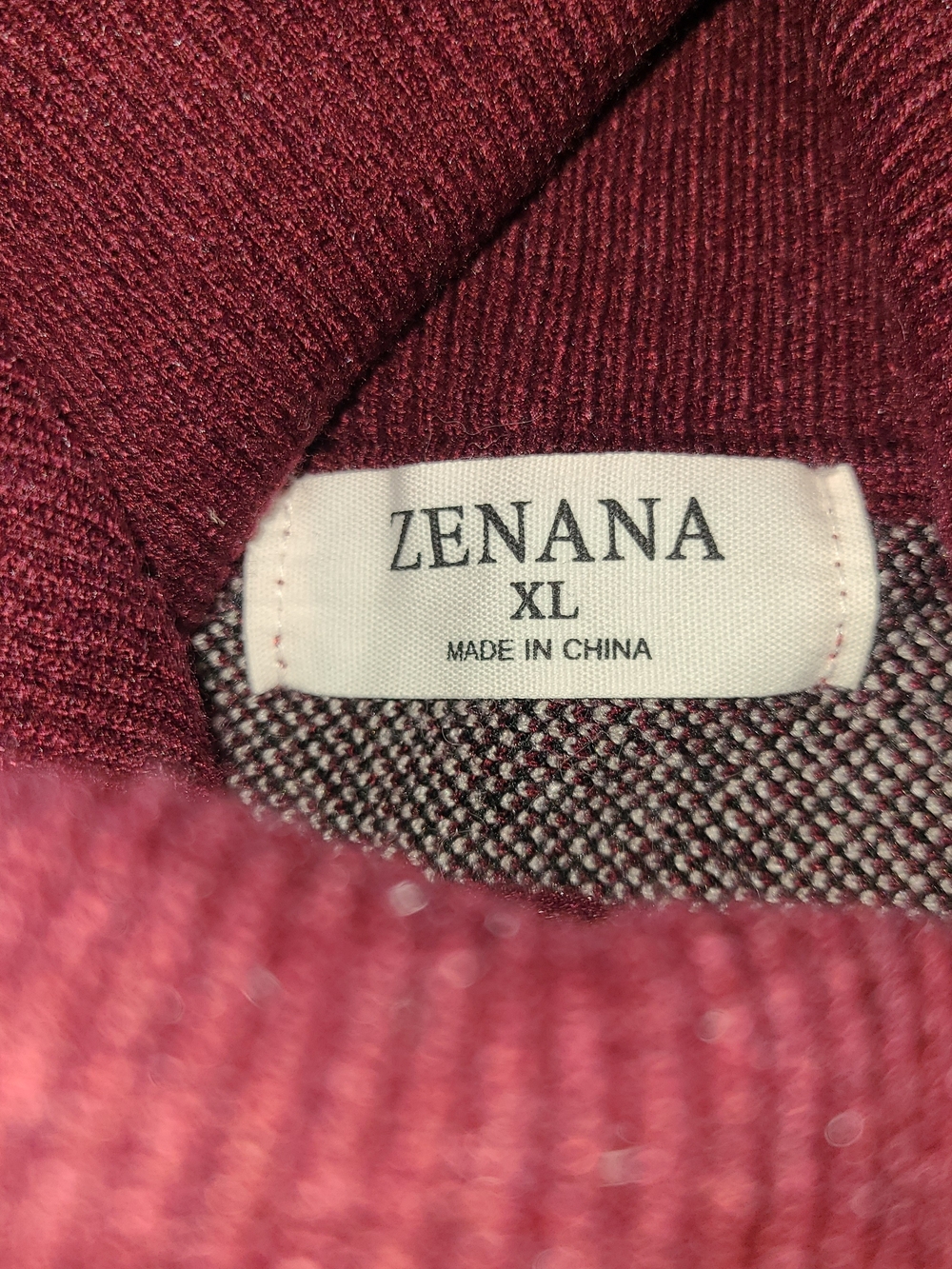 Zenana Outfitters Burgundy Plaid Cowl Neck Sweater Poncho NWOT - Picture 9 of 11
